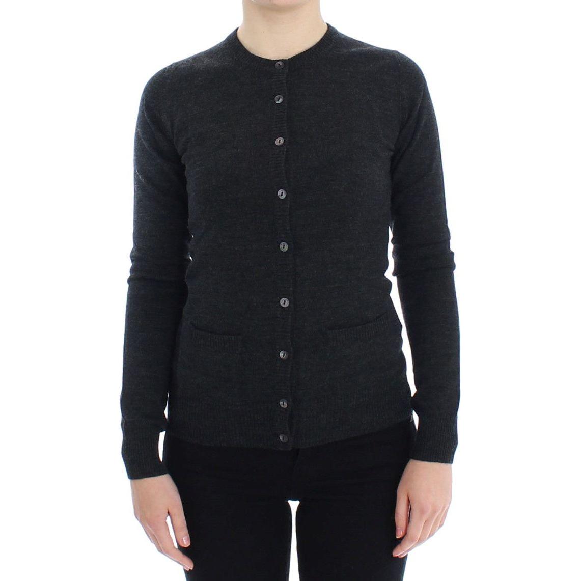 优雅灰色羊毛开衫