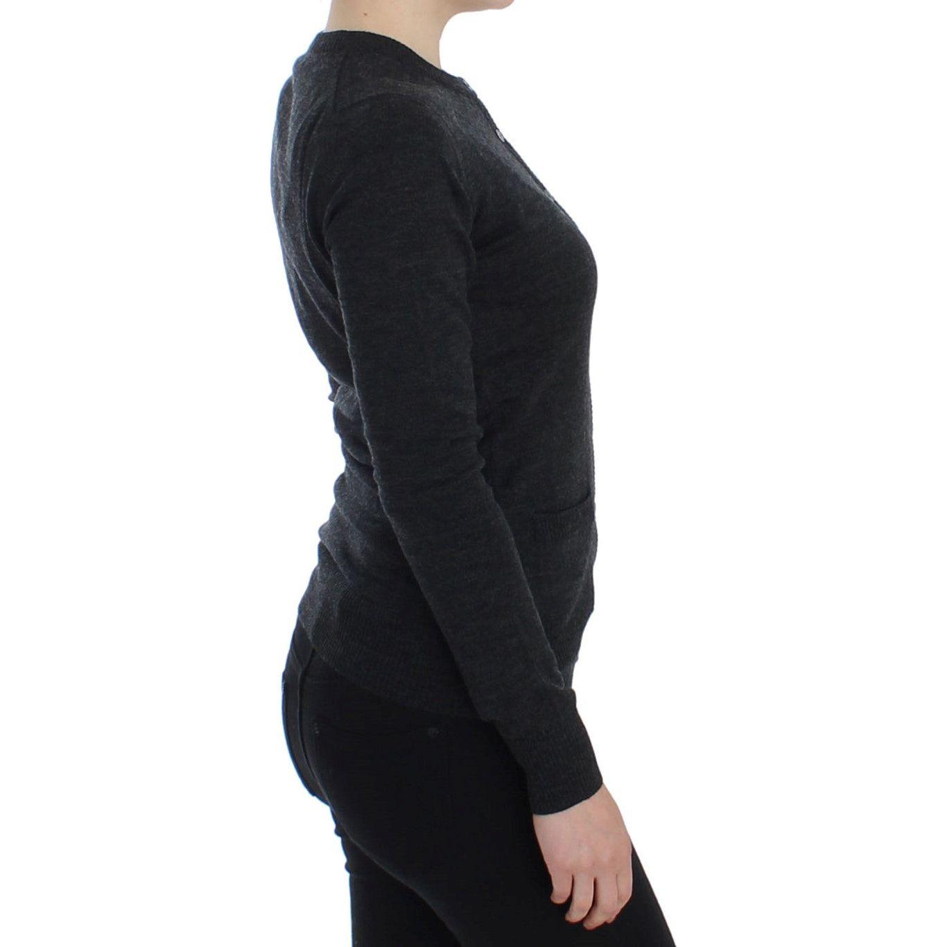 Dolce & Gabbana Gray Wool Button Cardigan Sweater