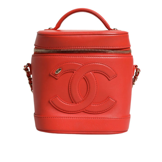 Chanel Orange Coco Mark Vanity Chain Shoulder Hand Purse CHA52