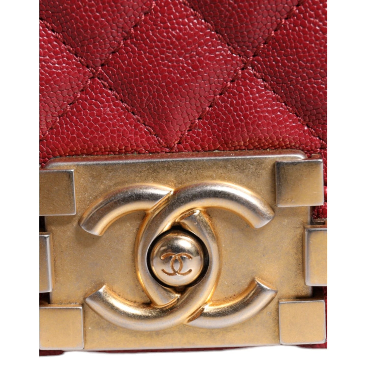 Chanel Red Leather Lambskin Double Gold Chain Medium Shoulder Bag CHA199