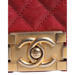 Chanel Red Leather Lambskin Double Gold Chain Medium Shoulder Bag CHA199