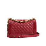Chanel Red Leather Lambskin Double Gold Chain Medium Shoulder Bag CHA199