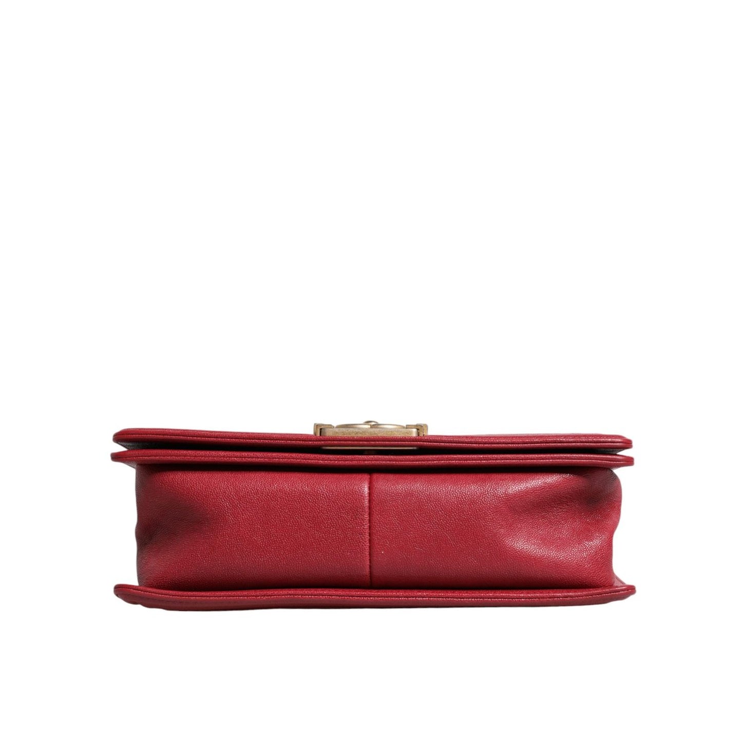 Chanel Red Leather Lambskin Double Gold Chain Medium Shoulder Bag CHA199