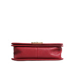 Chanel Red Leather Lambskin Double Gold Chain Medium Shoulder Bag CHA199