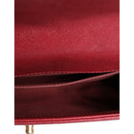 Chanel Red Leather Lambskin Double Gold Chain Medium Shoulder Bag CHA199