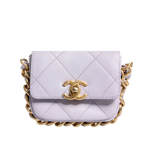 Chanel Blue Quilted Calfskin Framing Chain Flap Mini crossbody Bag CHA54
