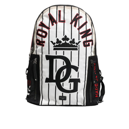 Dolce & Gabbana Black White Vulcano Royal King Print Men Backpack Bag