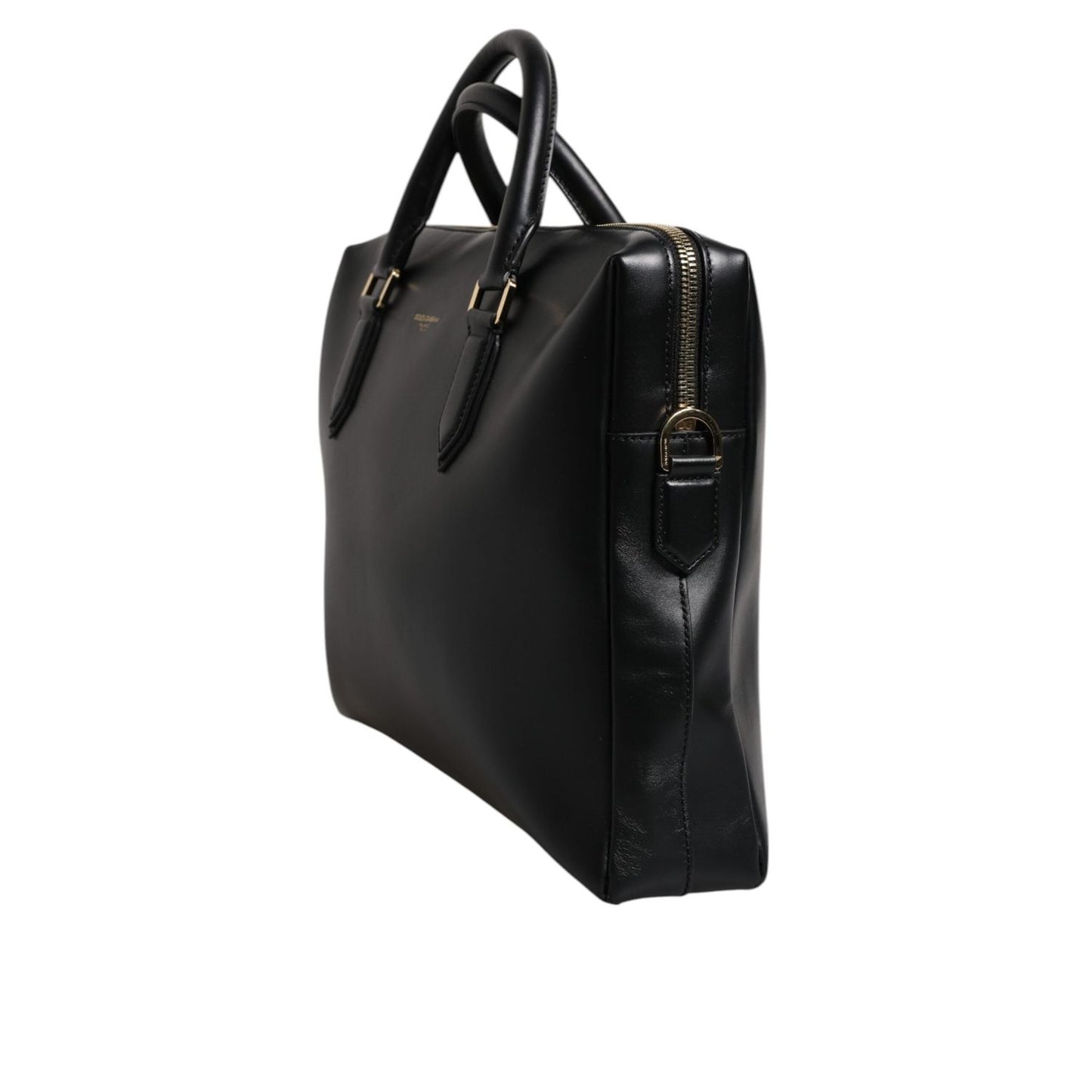 Dolce & Gabbana Black Calfskin Leather Heat Pressed Logo Briefcase Bag BAG4008