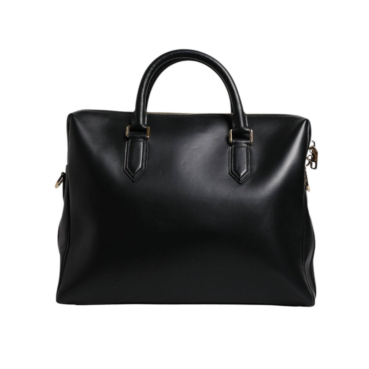 Dolce & Gabbana Black Calfskin Leather Heat Pressed Logo Briefcase Bag BAG4008