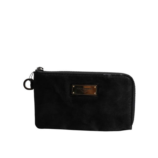 Dolce & Gabbana Black Nylon Logo Plaque Keyring Pouch Clutch Bag BAG4043