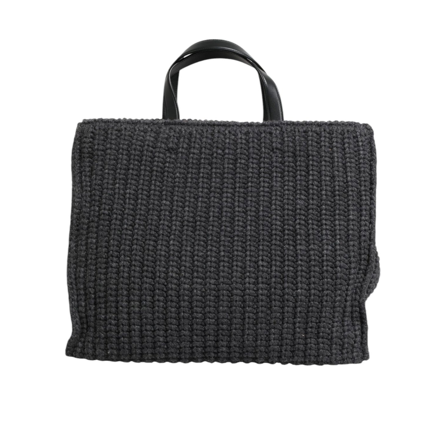 Dolce & Gabbana Black Large Knitted Crochet Shoulder Shopper DG Logo Bag