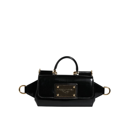 Dolce & Gabbana Black Calfskin Leather DG Logo Shoulder Bag BAG4007