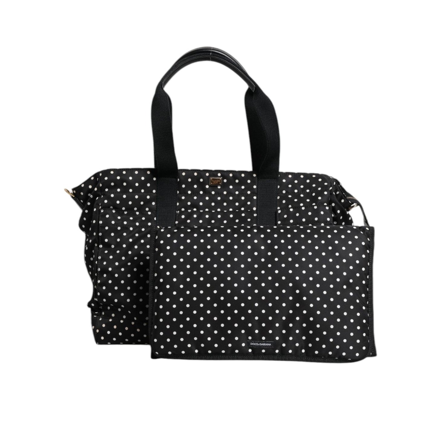 Dolce & Gabbana Black PolkaDot Nylon Shoulder Baby Tote Diaper Bag BAG4073