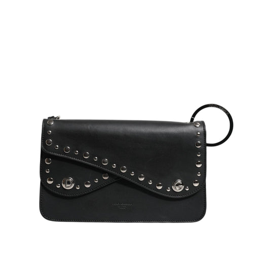 Dolce & Gabbana Black Small Leather Studded Shoulder Crossbody Bag BAG4081