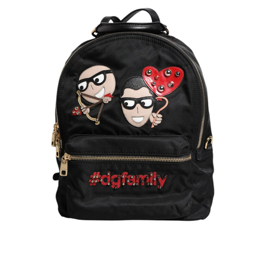 Dolce & Gabbana Black Nylon #DGFAMILY VULCANO Embellished Backpack Bag BAG4084