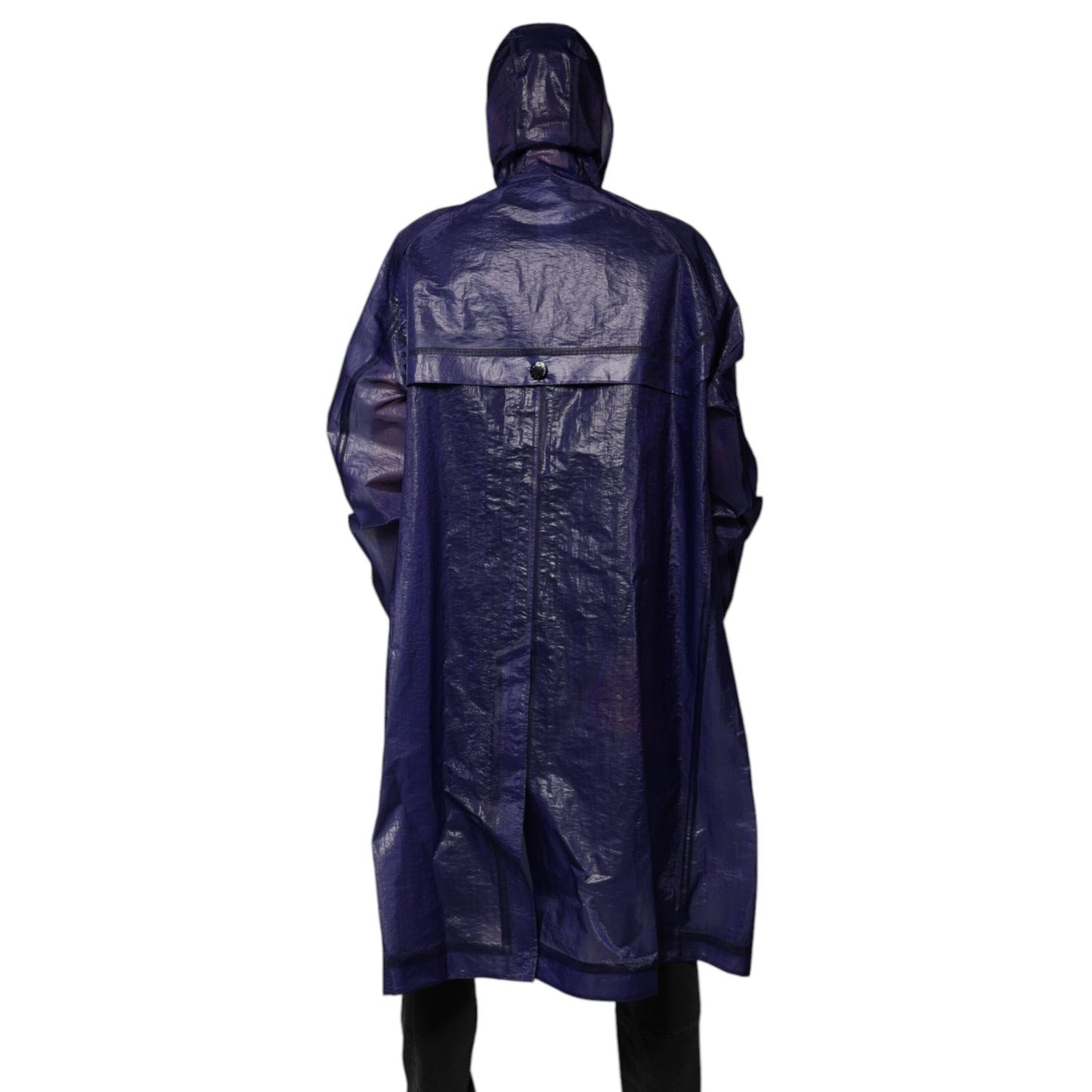 Dolce & Gabbana Dark Blue Cotton Hooded Men Raincoat Jacket