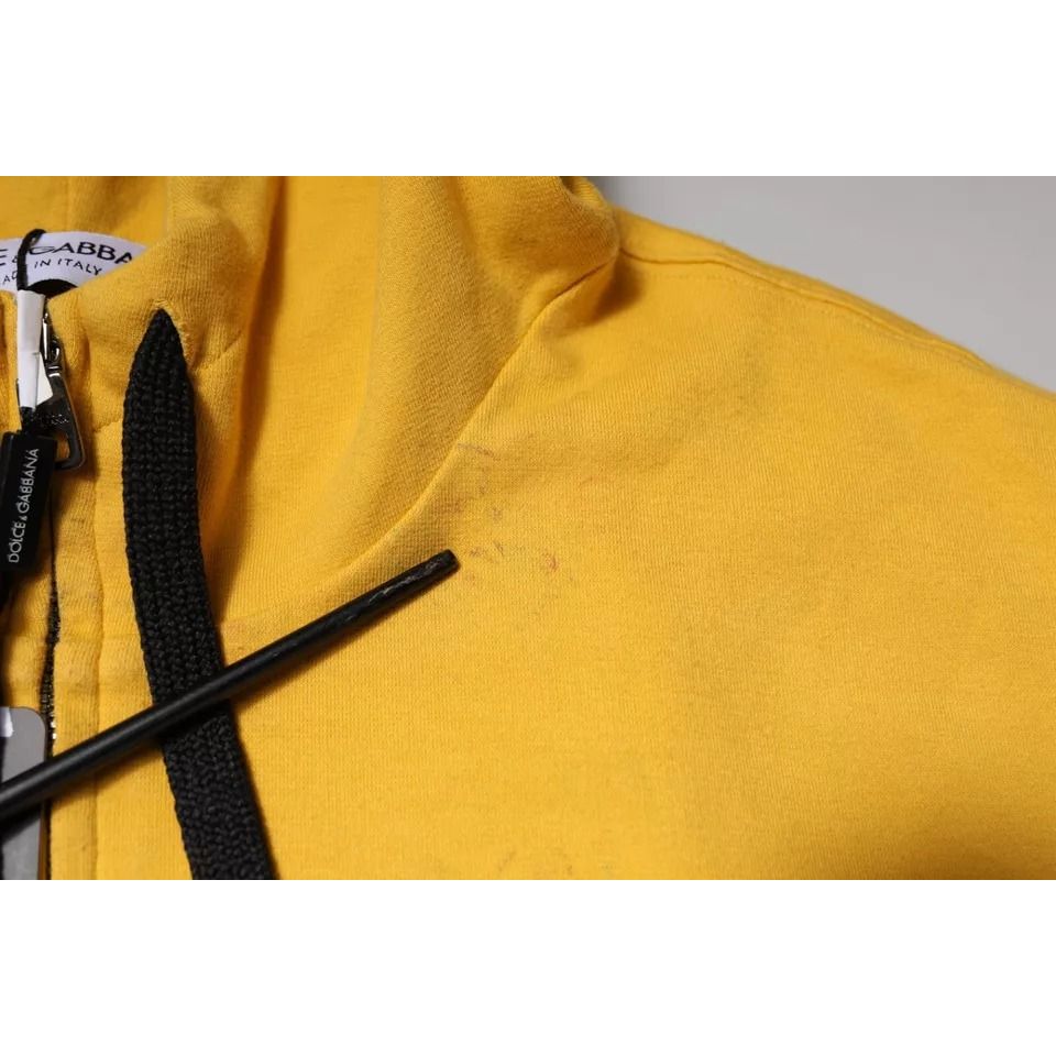Dolce & Gabbana Yellow Logo Full Zip Hooded Sweatshirt Sweater