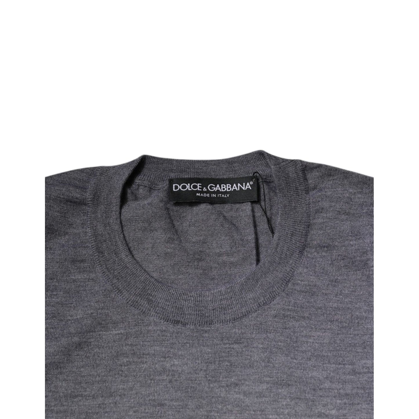 Dolce & Gabbana Gray Cashmere Crew Neck Pullover Sweater