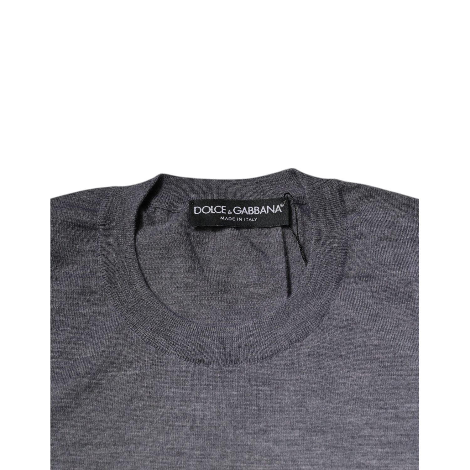 Dolce & Gabbana Gray Cashmere Crew Neck Pullover Sweater