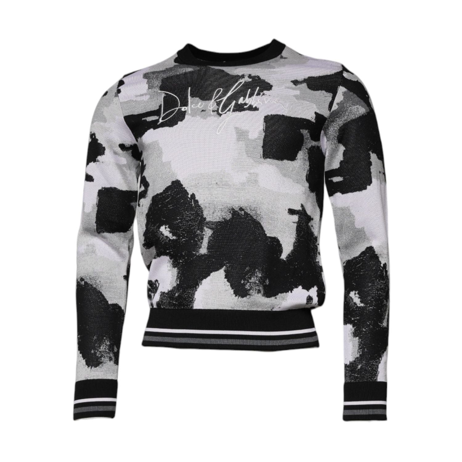 Dolce & Gabbana Multicolor Camouflage Crew Neck Men Pullover Sweater
