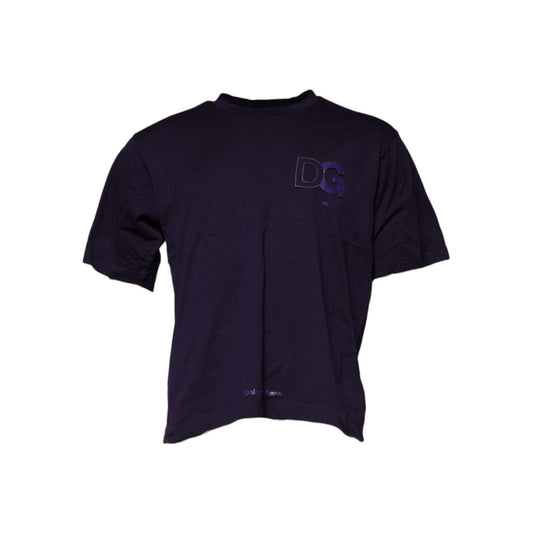 Dolce & Gabbana Purple DG Logo Cotton Crew Neck T-shirt