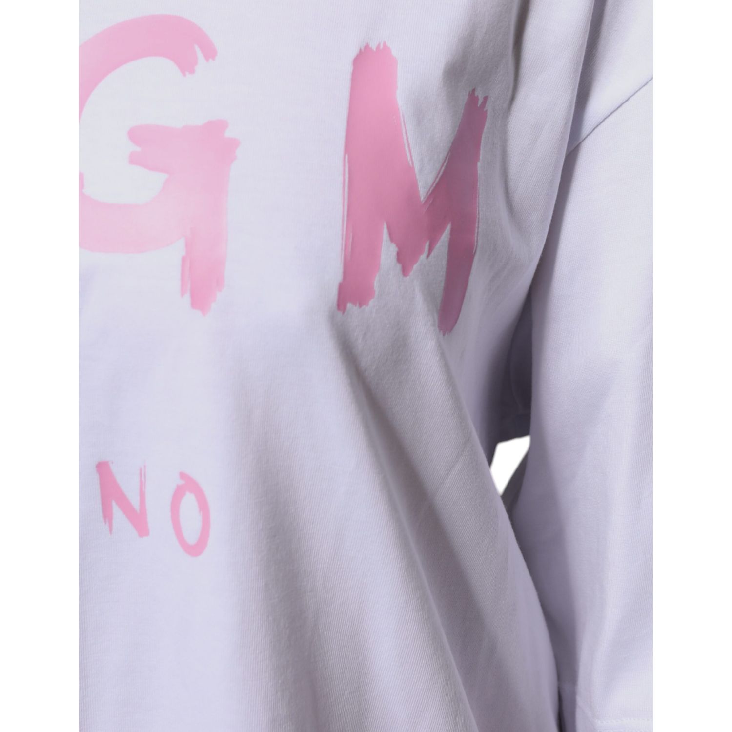 MSGM White Logo Print Cotton T-shirt Short Sleeves Mini Dress