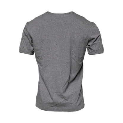 Dolce & Gabbana Gray Logo Print Cotton Crew Neck Men T-shirt