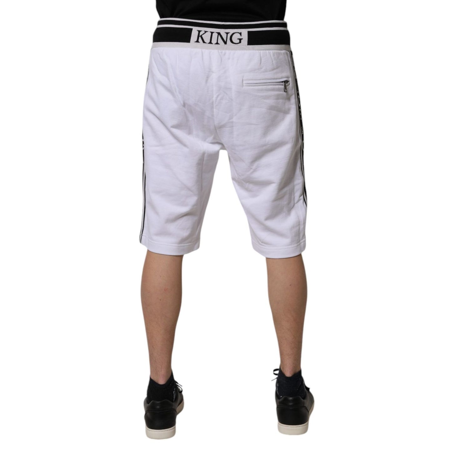 Dolce & Gabbana White Stripe Cotton DG King Bermuda Shorts