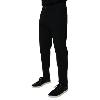 Dolce & Gabbana Dark Blue Cotton Stretch Loose Men Denim Jeans