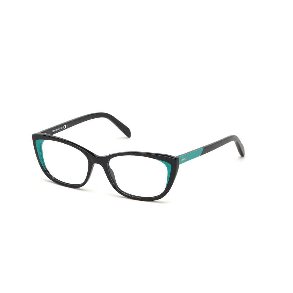 Emilio Pucci Black Acetate Frames with turquoise accents, model EP5127, size 52/16/140 mm, women's eyewear