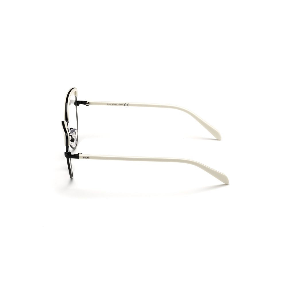 Side view of Emilio Pucci Black Metal Frames showing sleek metal design and white temples.