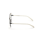 Side view of Emilio Pucci Black Metal Frames showing sleek metal design and white temples.