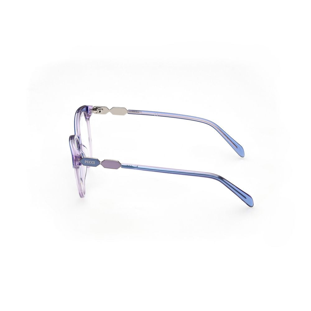 Side view of Emilio Pucci Blue Acetate Frames showcasing temple and bridge details.