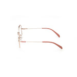 Side view of Emilio Pucci Multicolor Metal Frames in pink, with 55/15/140 mm dimensions, showing thin metal temples and frame.