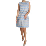 Dolce & Gabbana Elegant Light Blue Fringe Shift Dress Dolce & Gabbana Gray
