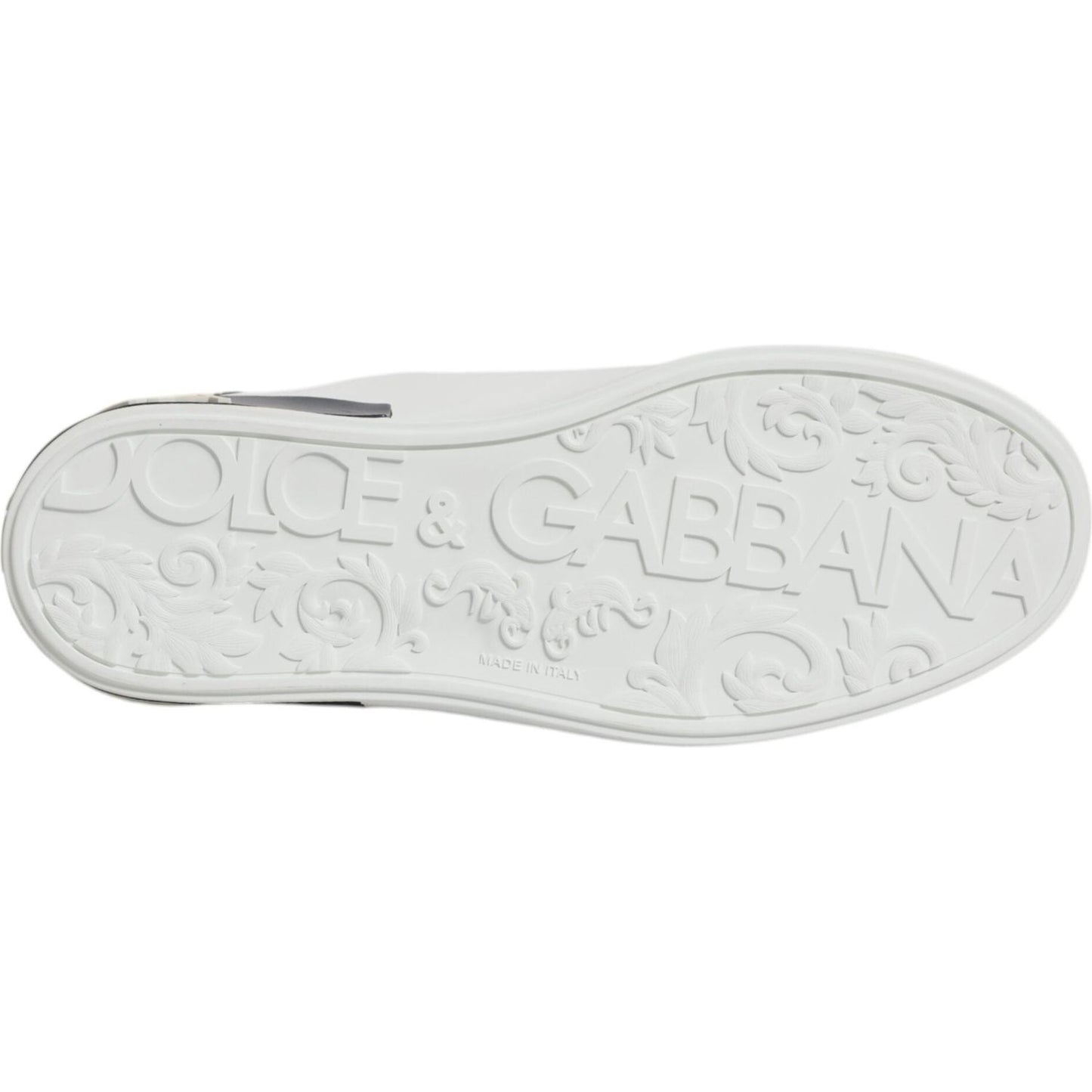Dolce & Gabbana White Black Leather Portofino Sneaker Shoes