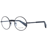Yohji Yamamoto Black Men Glasses Frame, metal full-rim panto style with demo lenses and 130mm frame width.