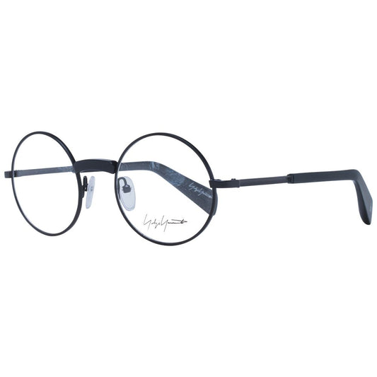 Yohji Yamamoto Black Men Glasses Frame, metal full-rim panto style with demo lenses and 130mm frame width.