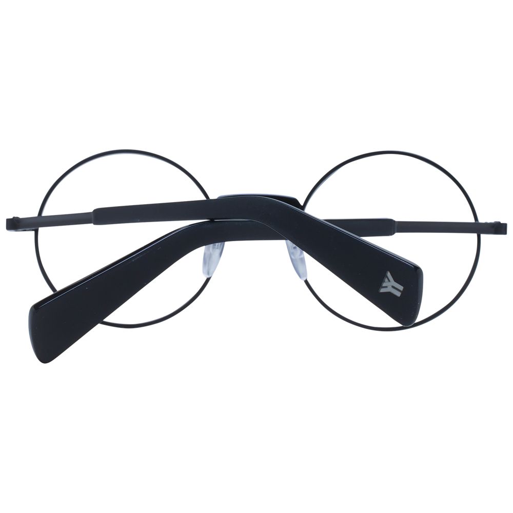 Yohji Yamamoto Black Men Glasses Frame, metal panto style, full-rim, demo lenses, branded soft case included.