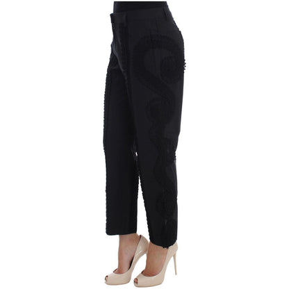 Dolce & Gabbana Black Cotton Stretch Torero Capris Pants 1% PL,1728,18% VI,2% Elastane,4% Silk,67345645728,Black,Clothing,Cropped Pants - Pants - Clothing,Dolce & Gabbana,IT36 | XS,IT38 | S,IT42|M,Jeans & Pants - Women - Clothing,Material: 75% Cotton,New