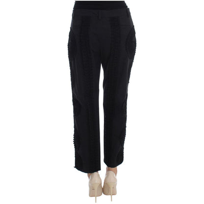 Dolce & Gabbana Black Cotton Stretch Torero Capris Pants 1% PL,1728,18% VI,2% Elastane,4% Silk,67345645728,Black,Clothing,Cropped Pants - Pants - Clothing,Dolce & Gabbana,IT36 | XS,IT38 | S,IT42|M,Jeans & Pants - Women - Clothing,Material: 75% Cotton,New
