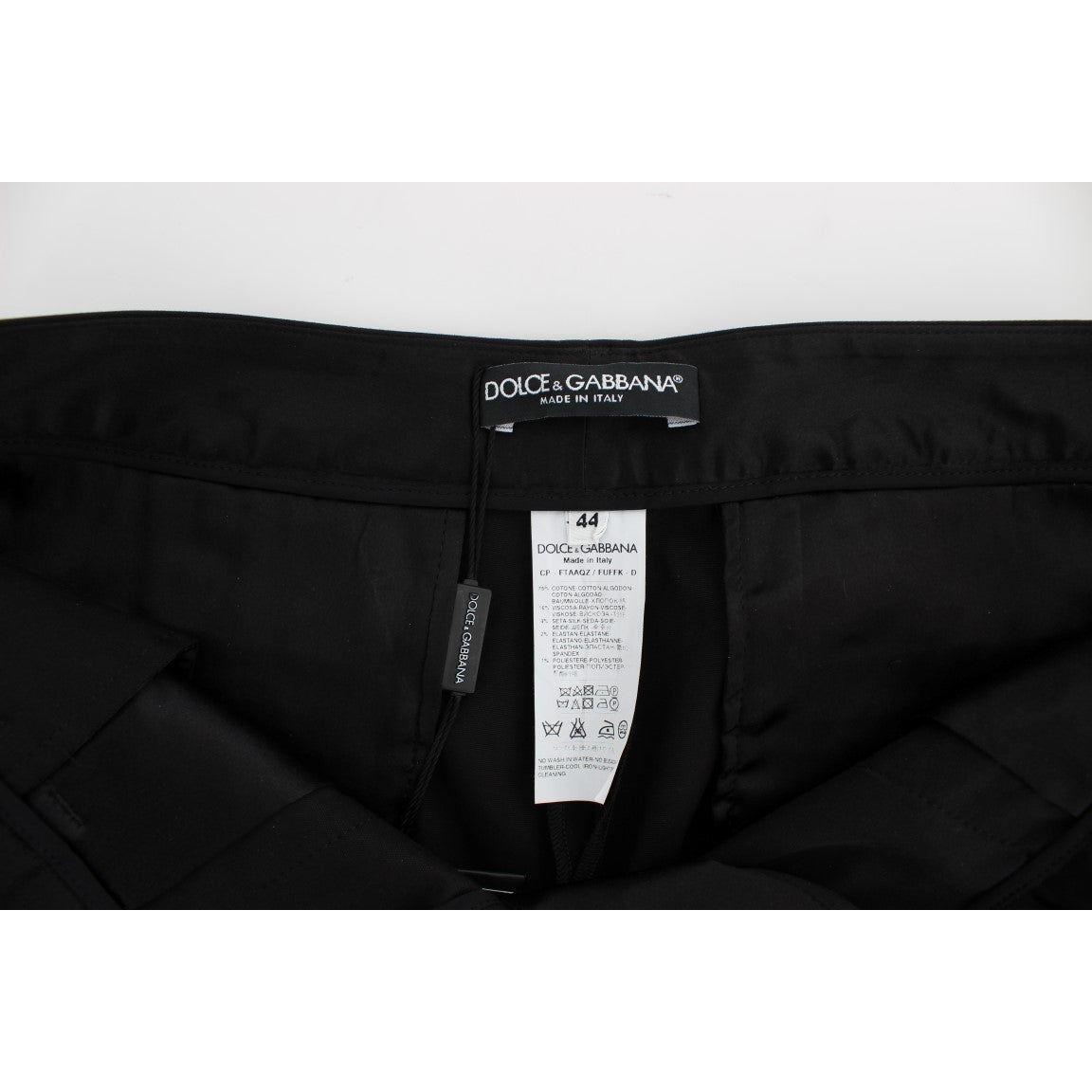 Dolce & Gabbana Black Cotton Stretch Torero Capris Pants 1% PL,1728,18% VI,2% Elastane,4% Silk,67345645728,Black,Clothing,Cropped Pants - Pants - Clothing,Dolce & Gabbana,IT36 | XS,IT38 | S,IT42|M,Jeans & Pants - Women - Clothing,Material: 75% Cotton,New