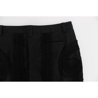 Dolce & Gabbana Black Cotton Stretch Torero Capris Pants 1% PL,1728,18% VI,2% Elastane,4% Silk,67345645728,Black,Clothing,Cropped Pants - Pants - Clothing,Dolce & Gabbana,IT36 | XS,IT38 | S,IT42|M,Jeans & Pants - Women - Clothing,Material: 75% Cotton,New