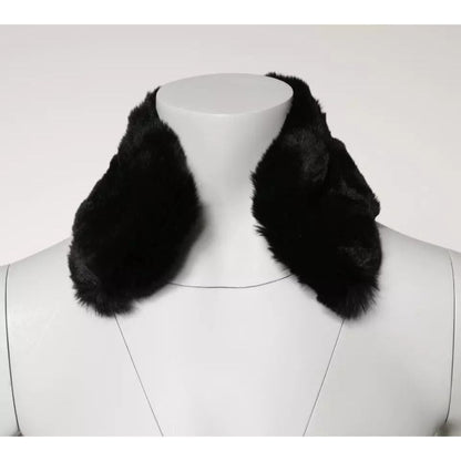 Dolce & Gabbana Black Lamb Fur Collar Women Neck Wrap Scarf