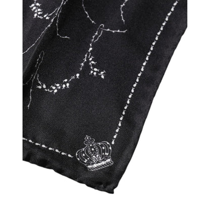 Dolce & Gabbana Black Patterned Silk Handkerchief Scarf
