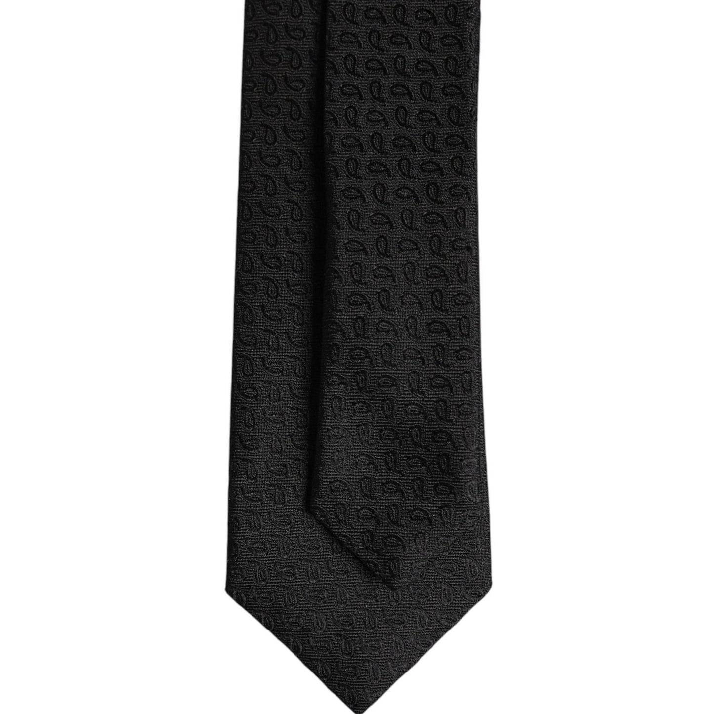 Dolce & Gabbana Black Patterned Silk Adjustable Necktie Tie