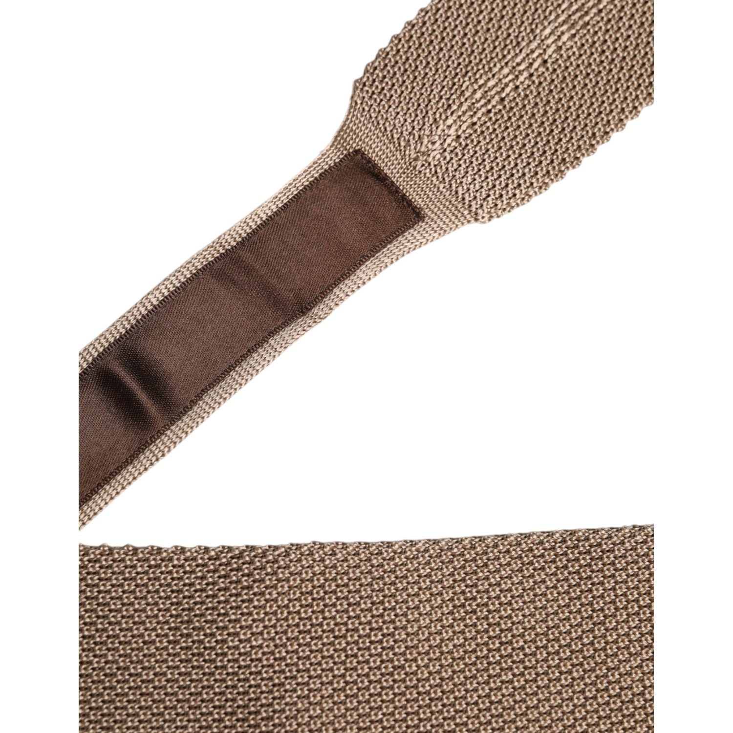 Dolce & Gabbana Brown Silk Adjustable Necktie Tie