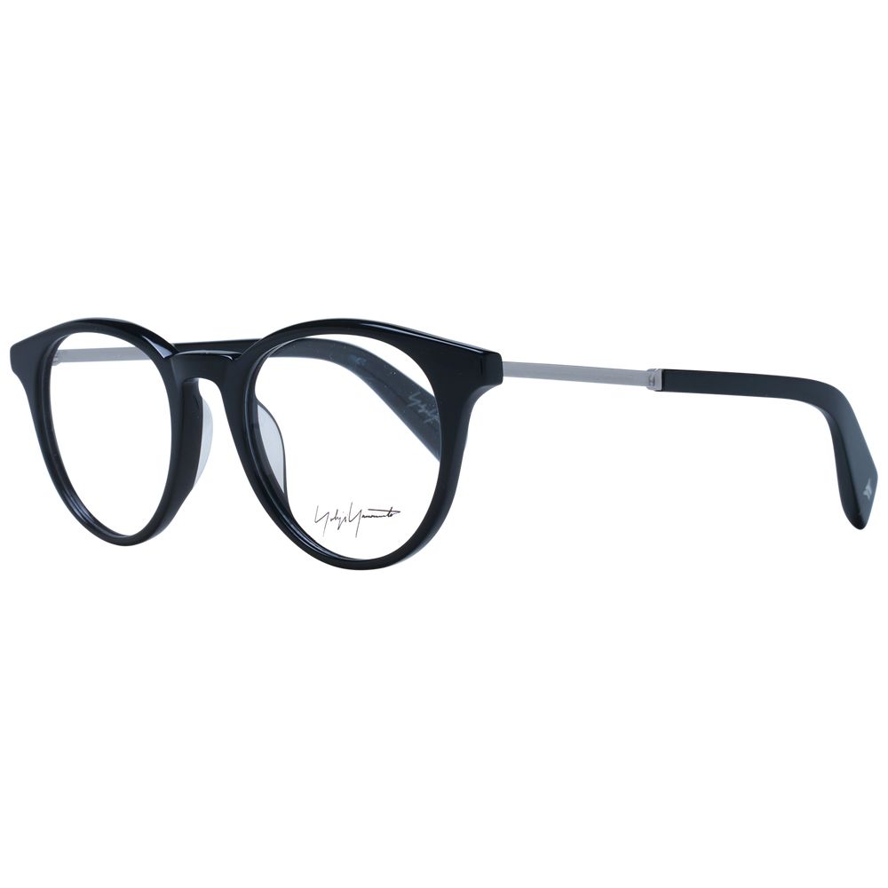 Yohji Yamamoto Black Men Glasses Frame with full-rim metal frame and round lenses.