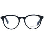 Yohji Yamamoto Black Men Glasses Frame, full-rim round style with metal frame and demo plastic lenses, includes branded soft case, size 50-20-140.