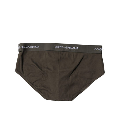 Dolce & Gabbana Gray Cotton Men Mid Slip Brief Underwear